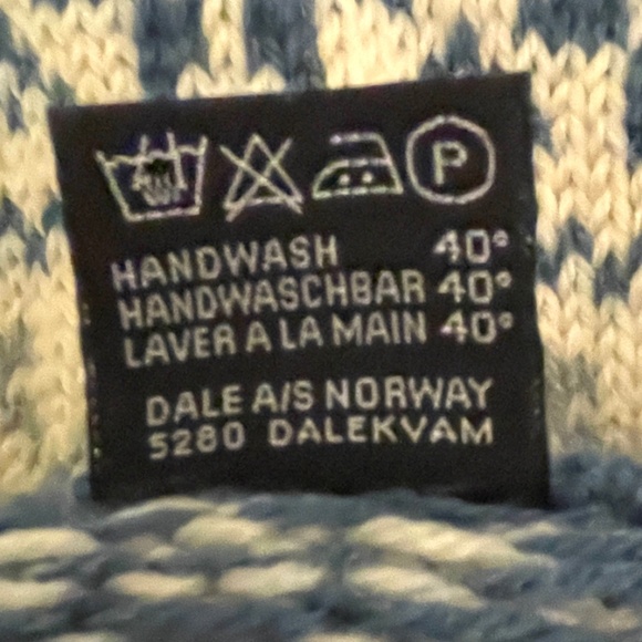 Dale of Norway Vintage Fair Isles Wool Blue & Cream Cardigan SZ S - Picture 10 of 10